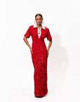 DAYA Sequin Maxi Dress in RUBY