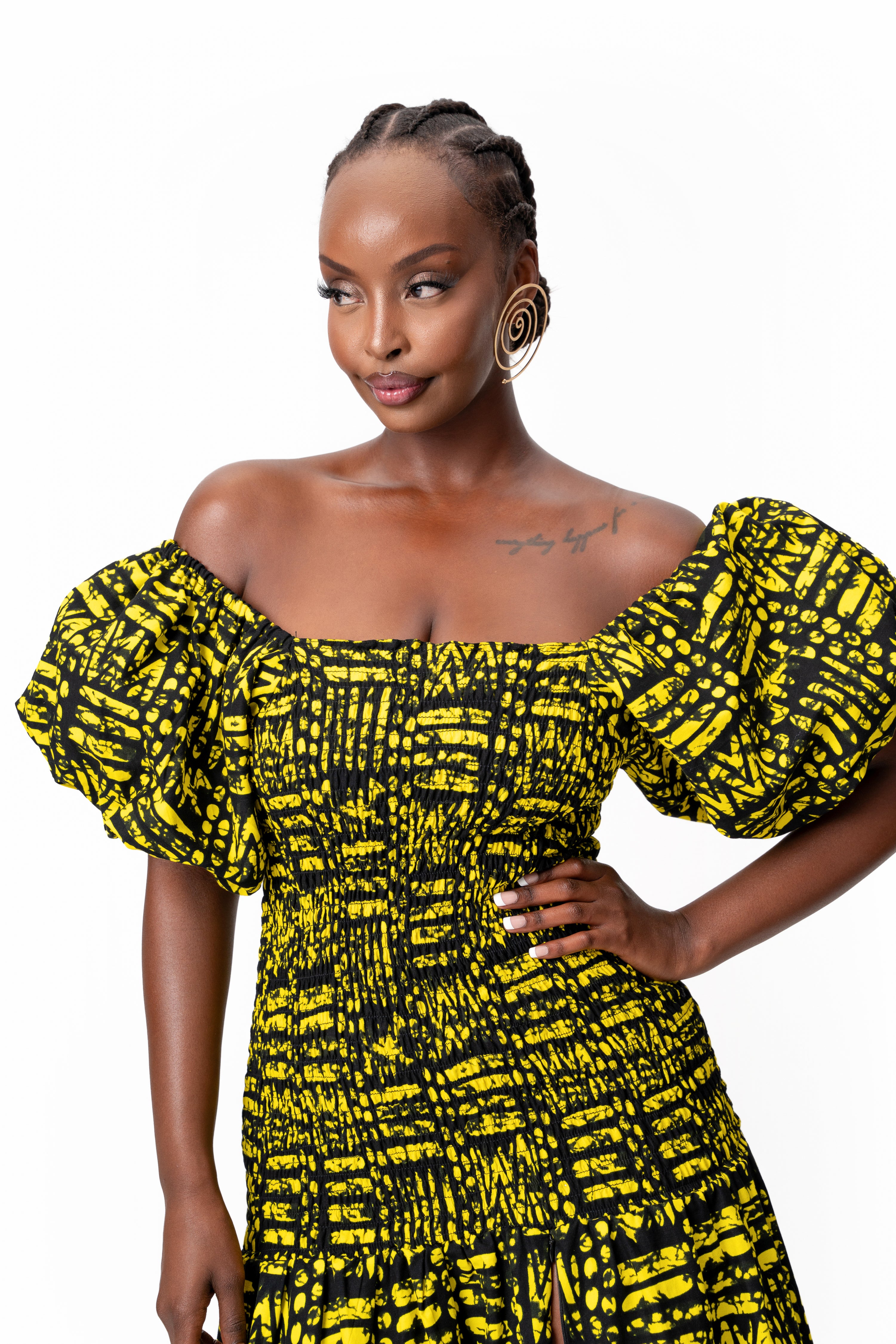 CHIMA African print smocked body maxi dress