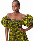 CHIMA African print smocked body maxi dress