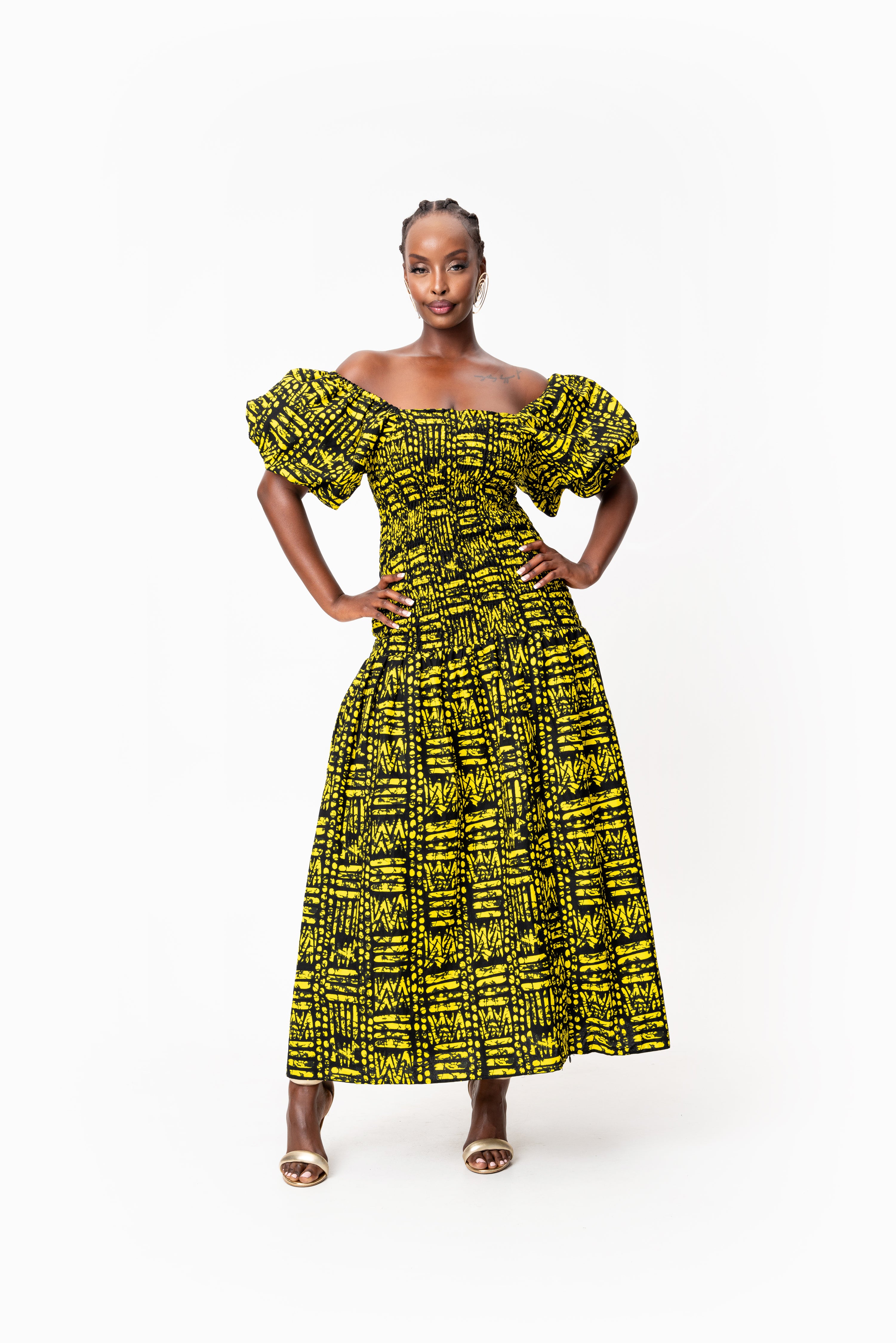 CHIMA African print smocked body maxi dress