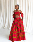 RUWE Tiered African Print Maxi Skirt