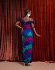 ZURI Off shoulder Ruffle African Print Maxi Dress