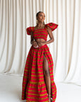 RUWE Tiered African Print Maxi Skirt