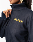 GRAPHITE QUEEN Plush fleece Crop Pullover