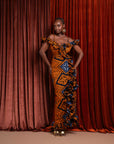 ZEZE Off shoulder Ruffle African Print Maxi Dress