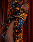 ZEZE Off shoulder Ruffle African Print Maxi Dress