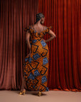 ZEZE Off shoulder Ruffle African Print Maxi Dress