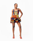 RONKE African Print Corset Layered Mini Dress