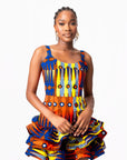 RONKE African Print Corset Layered Mini Dress