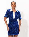 DAYA Sequin Mini Dress in SAPPHIRE