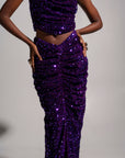 JESS Sequin Ruched Skirt in AMETHYST