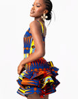 RONKE African Print Corset Layered Mini Dress