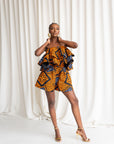 ZEZE African Print Gathered Shorts