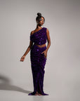 JESS Sequin Ruched Skirt in AMETHYST