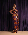 DORA Off shoulder Ruffle African Print Maxi Dress