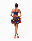 RONKE African Print Corset Layered Mini Dress