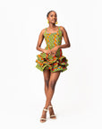 TANI African Print Corset Layered Mini Dress