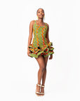 TANI African Print Corset Layered Mini Dress