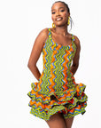 TANI African Print Corset Layered Mini Dress