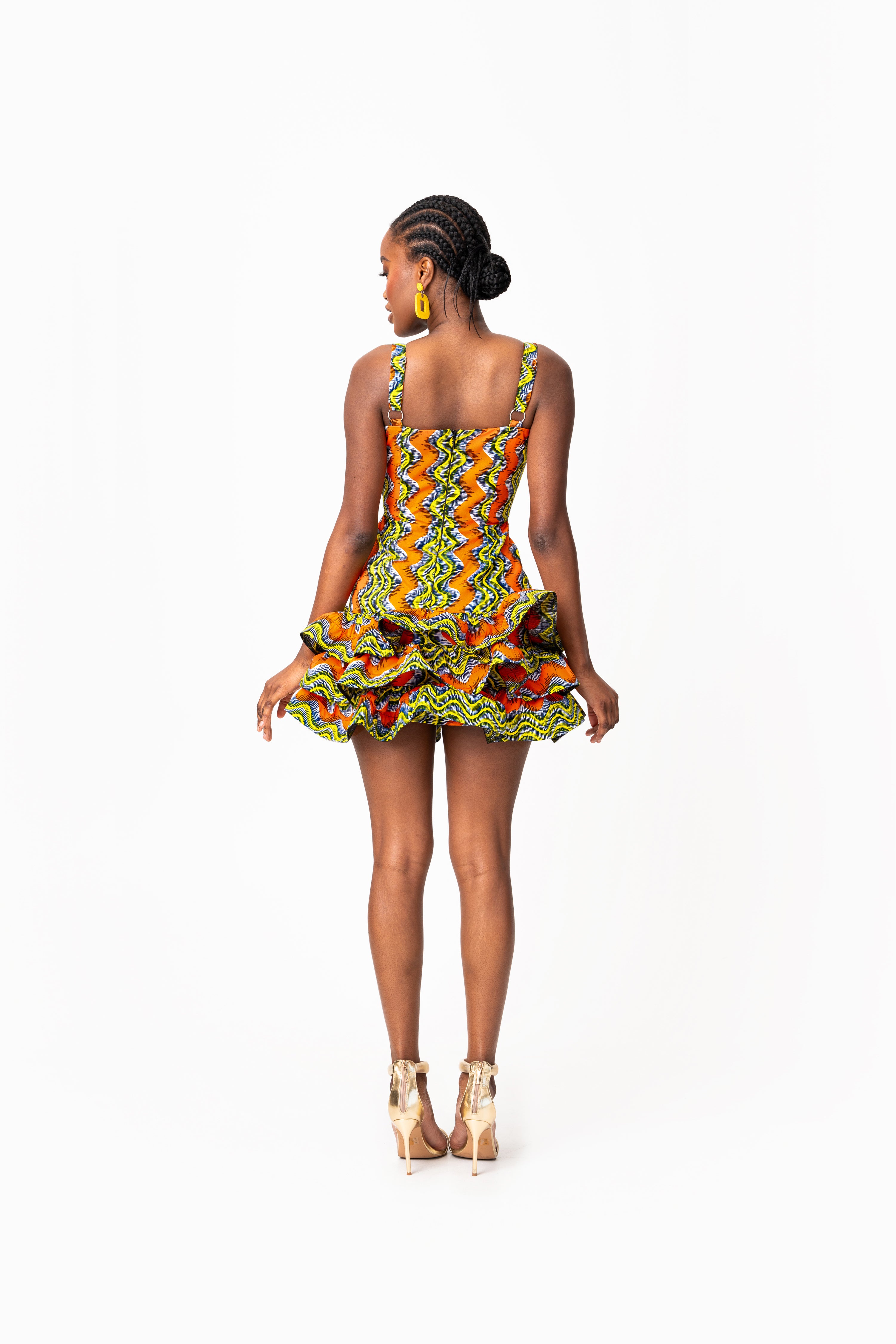 TANI African Print Corset Layered Mini Dress