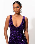 LEILA Mini Sequin Dress in AMETHYST