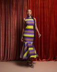 FEMI African Print Maxi Mock Neck Peplum Dress