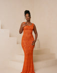 IZA ORANGE COWL MAXI DRESS