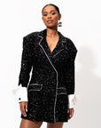 RAVEN Sequin Blazer Dress in ONYX