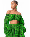 MAALI African Print Long Sleeve Crop Top