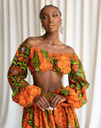 OYIN African Print Long Sleeve Crop Top