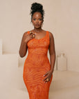 IZA ORANGE COWL MAXI DRESS