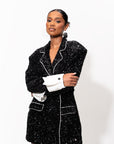 RAVEN Sequin Blazer Dress in ONYX