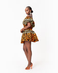 HANI African print smocked body mini dress