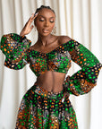 BUSAYO African Print Long Sleeve Crop Top