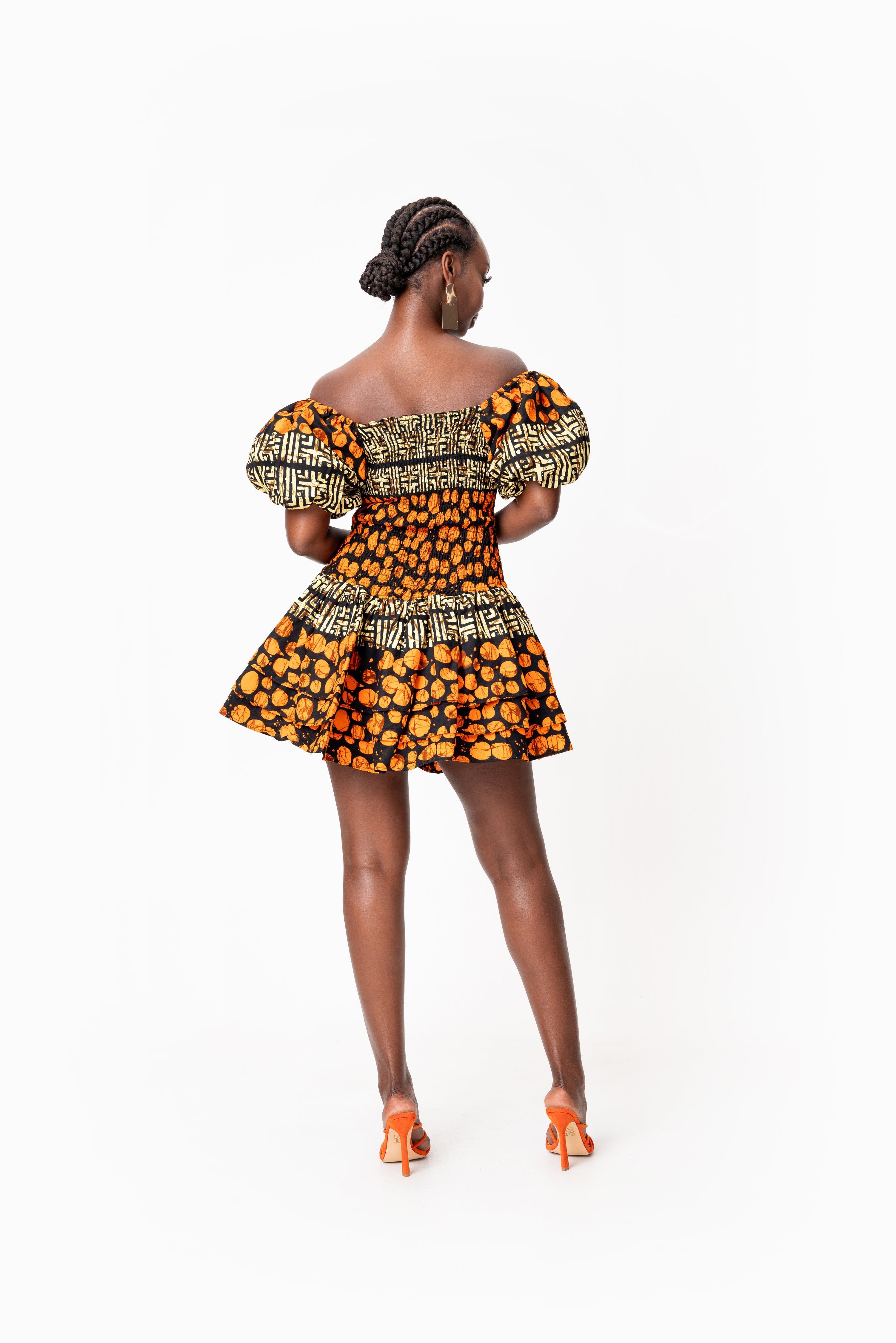 HANI African print smocked body mini dress