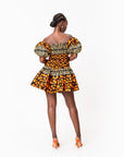 HANI African print smocked body mini dress