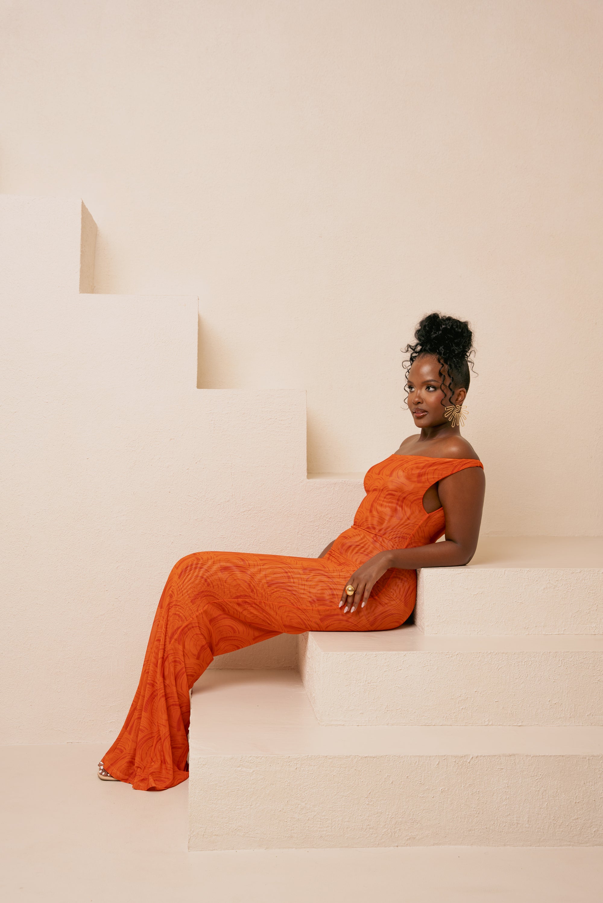 IZA ORANGE COWL MAXI DRESS