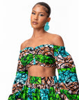 ADA African Print Long Sleeve Crop Top