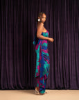 ZURI African Print One Sleeve Drape Maxi Dress