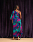 ZURI African Print One Sleeve Drape Maxi Dress