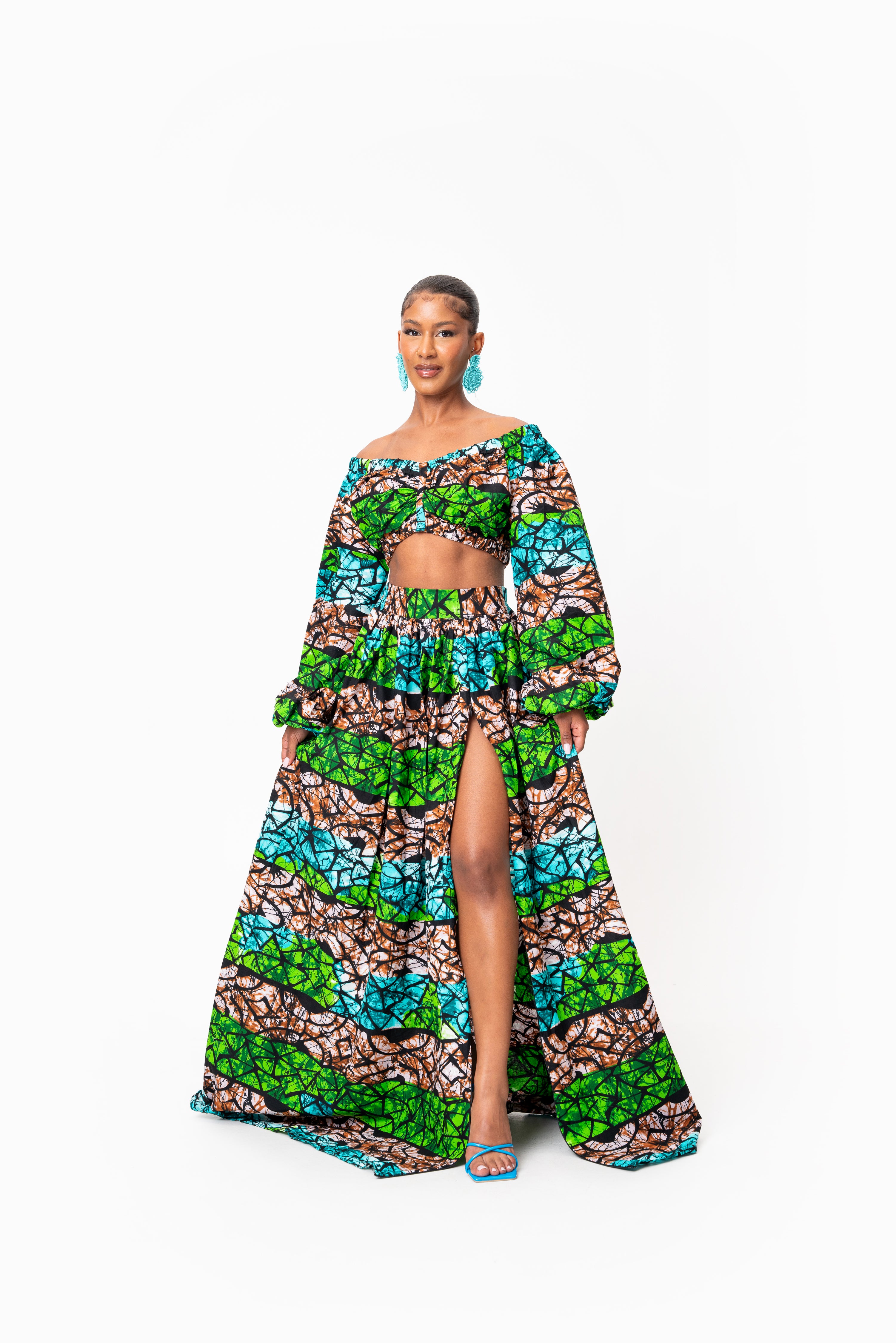 ADA African Print Long Sleeve Crop Top