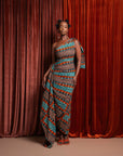 NNEKA African Print One Sleeve Drape Maxi Dress