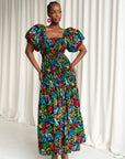 OLA African print smocked body maxi dress