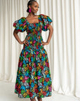 OLA African print smocked body maxi dress