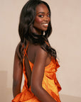 IZA ORANGE RUFFLE MAXI DRESS