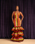 DEMI African Print Layered Mermaid Dress