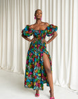 OLA African print smocked body maxi dress