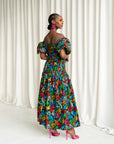 OLA African print smocked body maxi dress