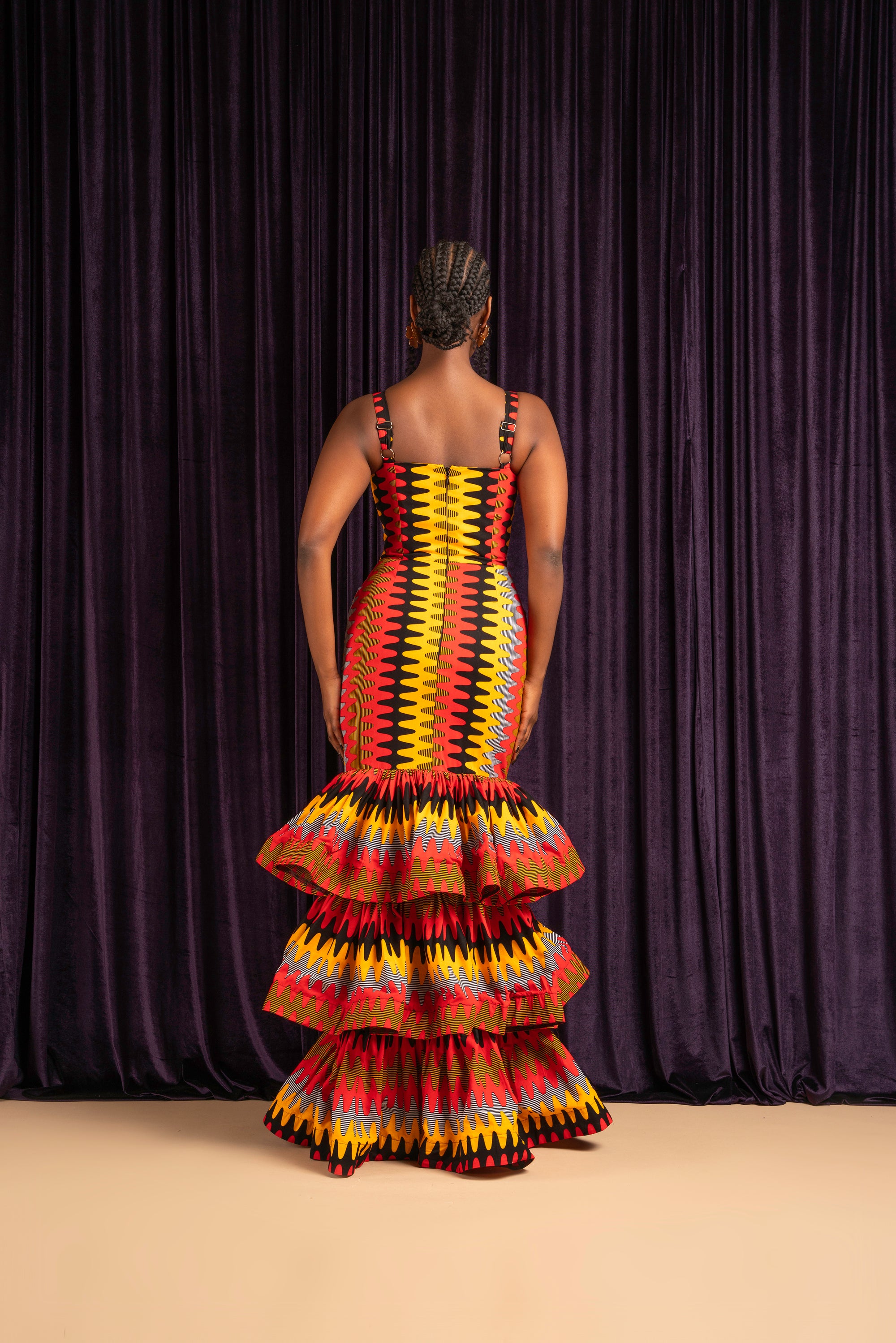 DEMI African Print Layered Mermaid Dress