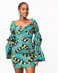 BADE African Print Off-shoulder Puffy Sleeve Mini Dress